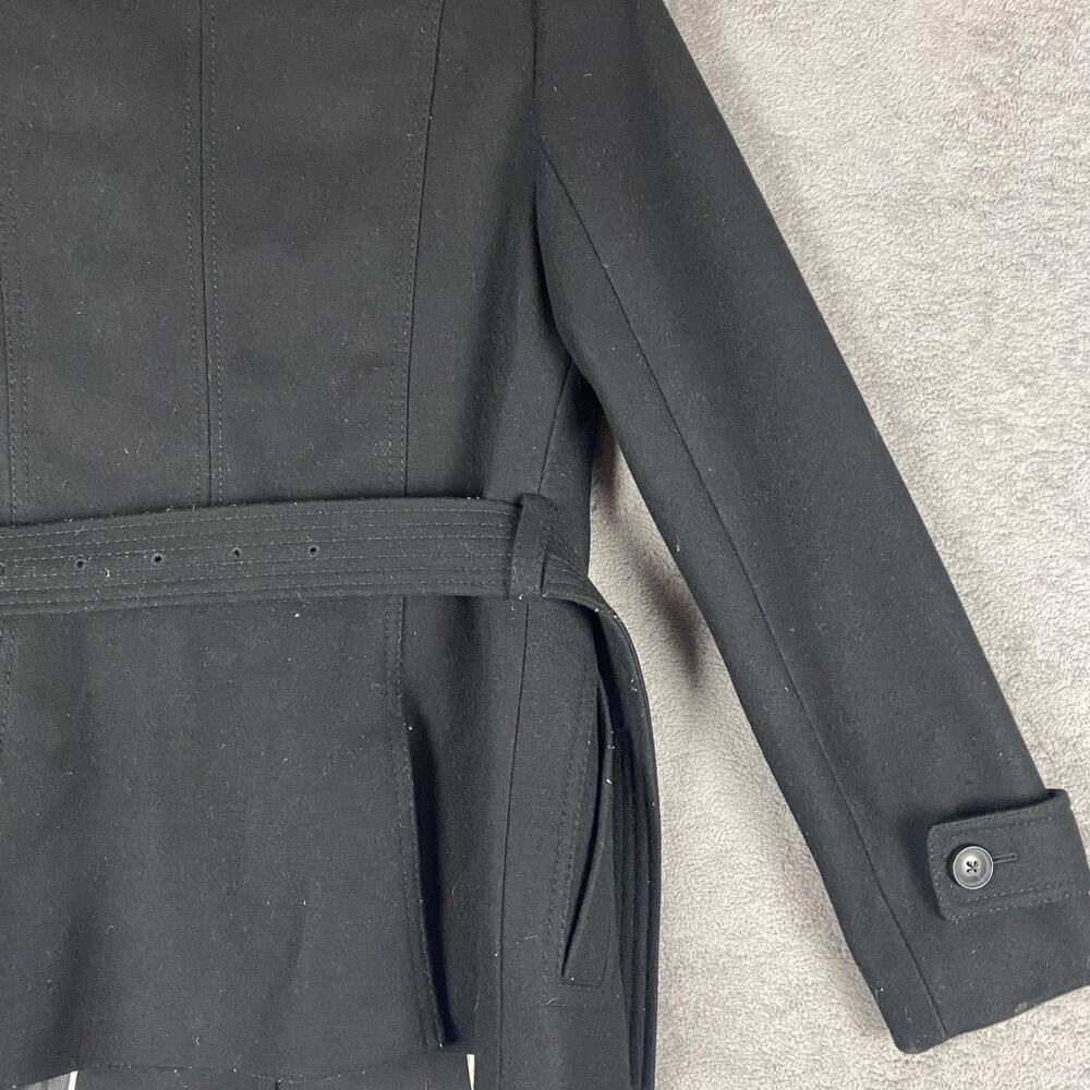 Banana Republic Coat Womens 4 Black Wool Blend Belted Double Breasted Nova Fides - Picture 7 of 16